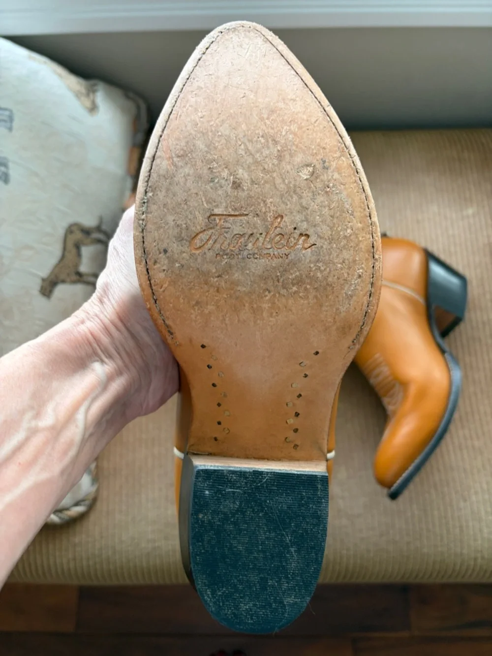 Women's Fraulein Tan Floral Inlay Western Heeled Boots - Picture 2 of 6